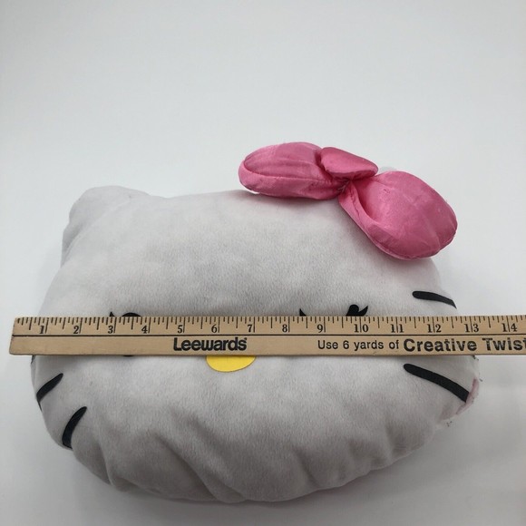 Hello Kitty Pillow Plush Winking Face Head Shape Zipper Pocket Pink Bow 13" FLAW - Picture 12 of 13